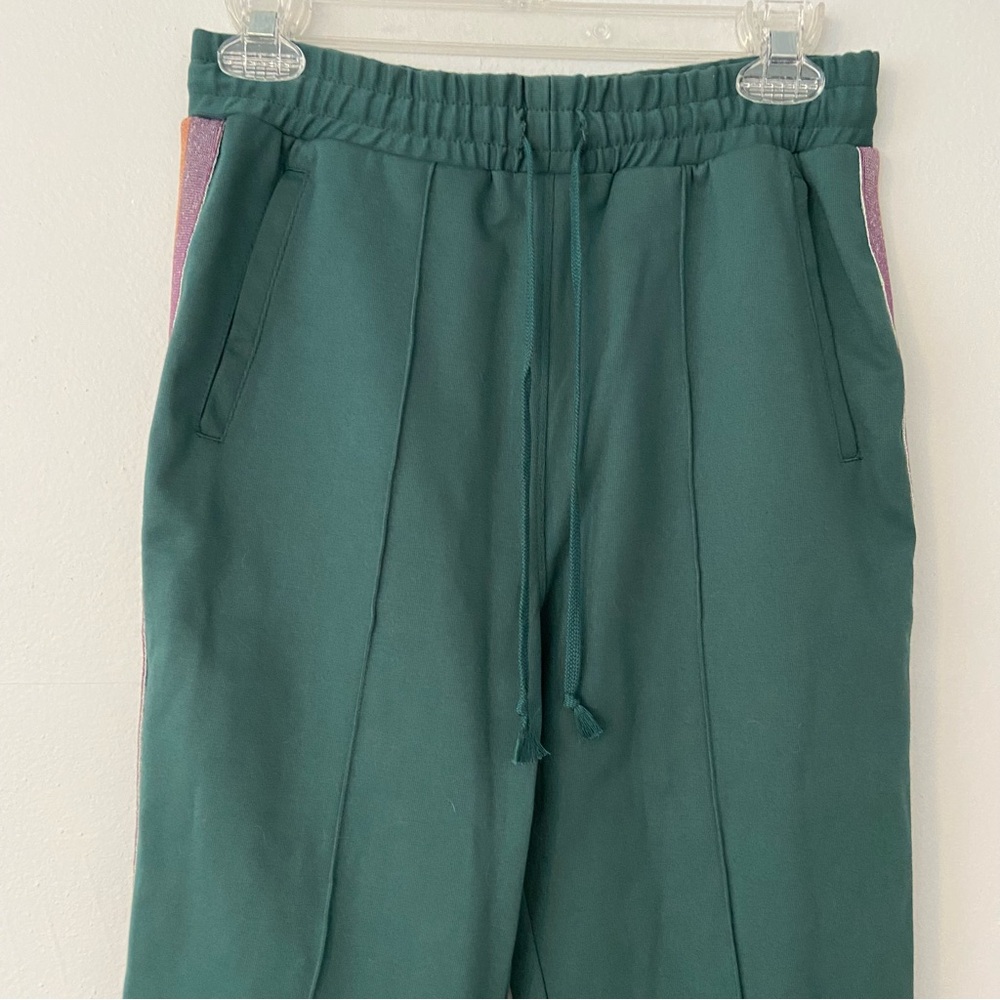 NWT Spiritual Gangster Classic Cropped Jade Green Track Pants with Stripes - Picture 6 of 13